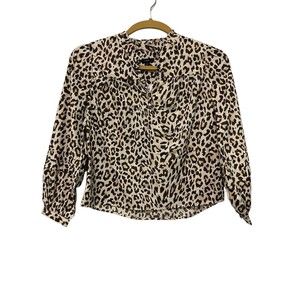 JCrew Reimagined Leopard Print Pullover Puffy Sleeve Shirt Small NWT‎